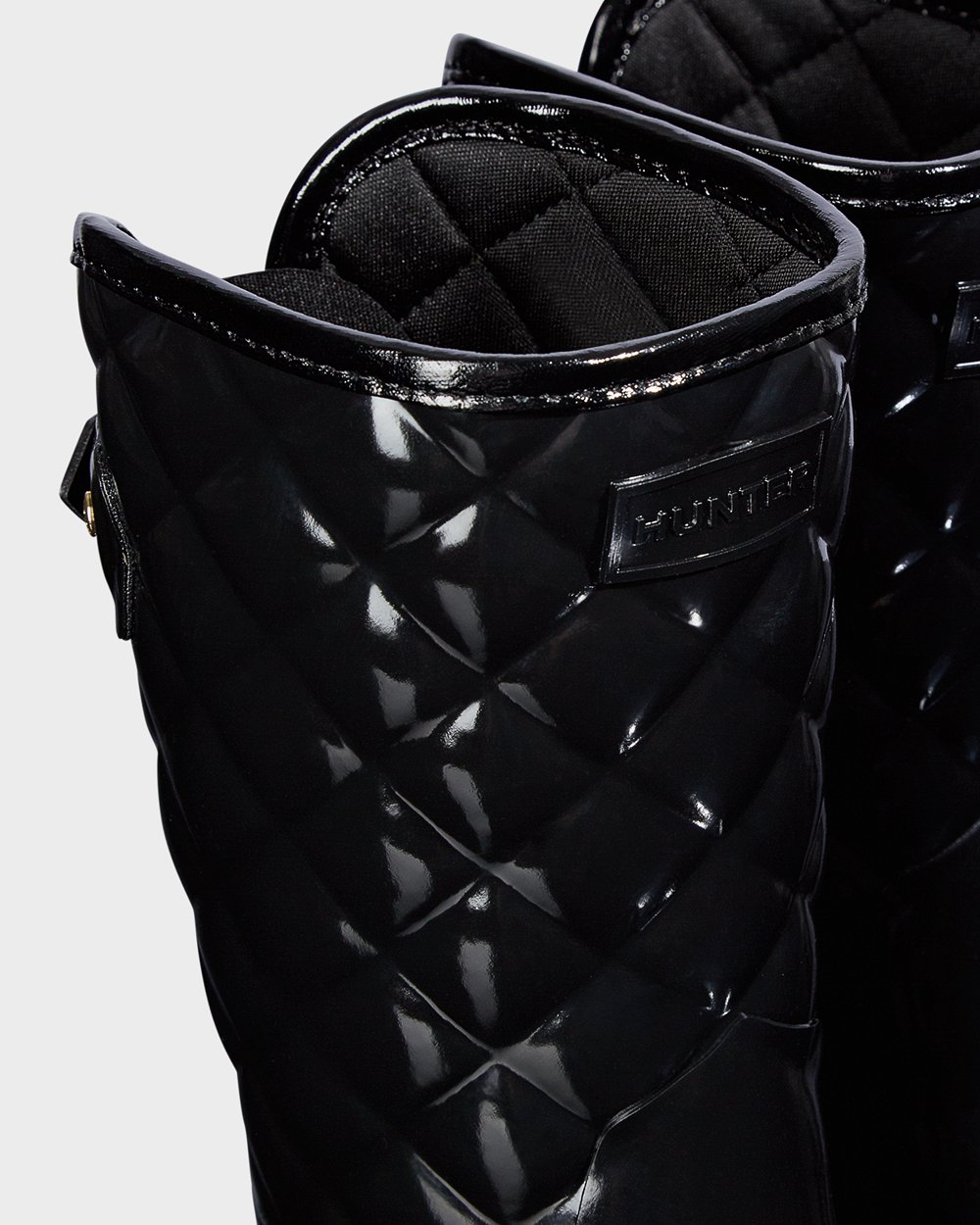 Botas de Lluvia Cortas Hunter Mujer - Refined Slim Fit Adjustable Quilted - Negros - MSDKQLN-57